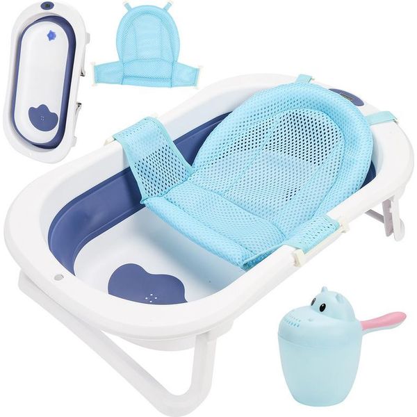 Jiubiaz Culla Per Neonati Culla Per Bambini Pieghevole Pieghevole Per Il Bagnetto Sicuro 3 In 1 0-6 Anni Con Piedini Portatile Blu-image