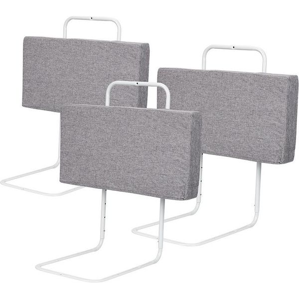 Swanew Protezione Letto 150Cm, Protezione Anticaduta Per Bambini Per Letto Protezione Laterale Regolabile A 5 Fori 3 Pezzi Grigio-image