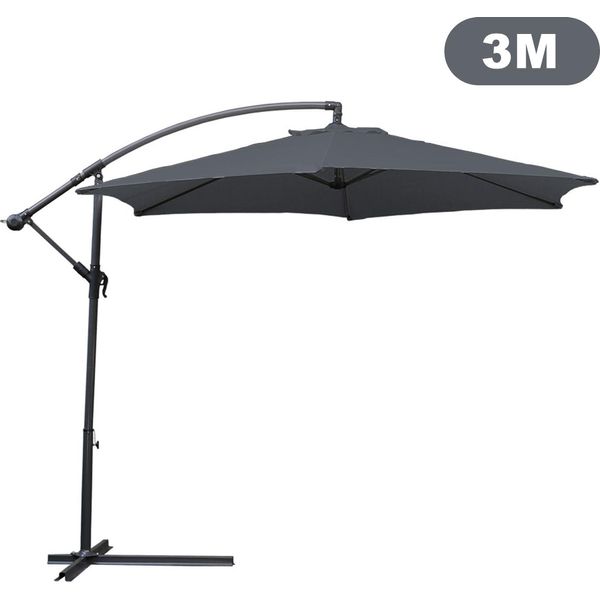 Jiubiaz Ombrellone A Sbalzo 300Cm - Ombrellone A Sbalzo, Parasole, Ombrellone Da Giardino - Grigio-image