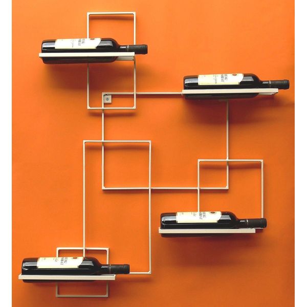 Portabottiglie Bianco Line" Portabottiglie In Metallo 90 Cm Portabottiglie A Muro"-image