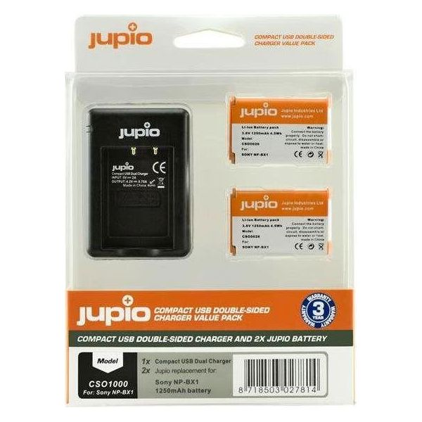 Jupio 2X NP-BX1 - 1250 Mah + Caricatore Per Sony-image