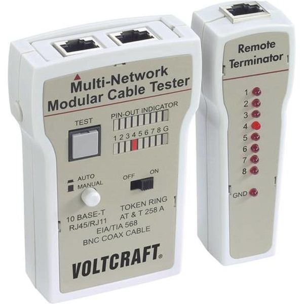 Voltcraft CT-2 Kabel-PrüFgeräT, Kabeltester FüR Bnc, RJ-11 Und RJ-45 (TCT-141)-image