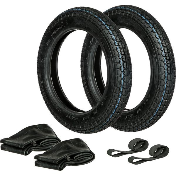 Set: 2 Pneumatici 3,00 X 12 Vm Vrm 220 + 2 Tubi + 2 Nastri Per Cerchioni-image