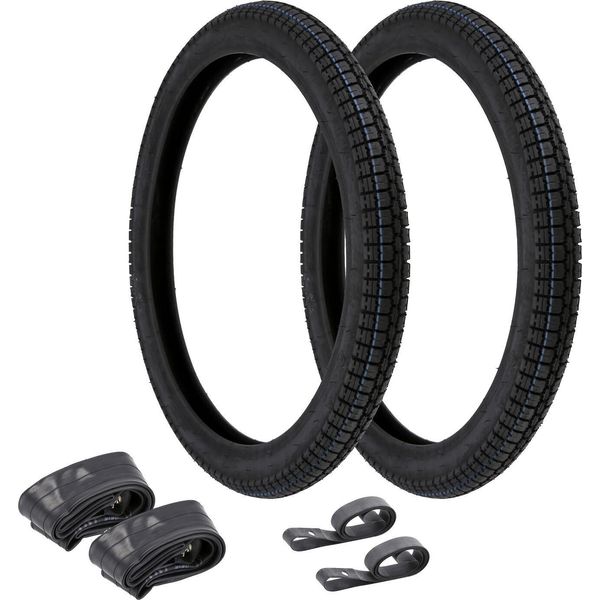 Set: 2 Pneumatici 2.25 X 19 Vee In Gomma Vrm 013 + 2 Tubi + 2 Nastri Per Cerchioni-image