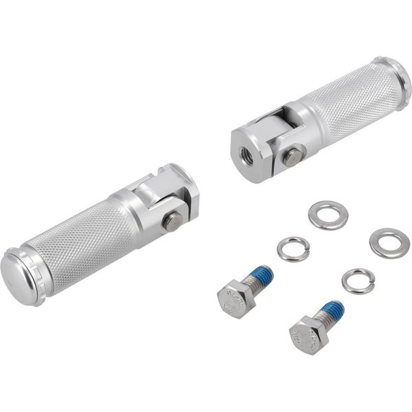 Set: Poggiapiedi Passeggero Cnc, Tutto Alluminio, Anodizzato Argento-image