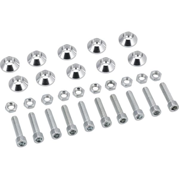 Set: 10X Disco Svasato Cnc M6, Alluminio, 6.5X18X7Mm, Argento Anodizzato Argento, Incl. Bulloni E Dadi Del Cilindro M6-image