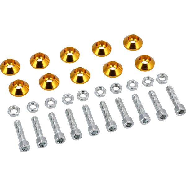 Set: 10X Disco Svasato Cnc M6, Alluminio, 6.5X18X7Mm, Oro Anodizzato, Incl. Bulloni E Dadi Del Cilindro M6-image