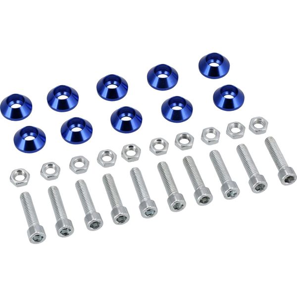 Set: 10X Disco Svasato Cnc M6, Alluminio, 6.5X18X7Mm, Anodizzato Blu, Incl. Bulloni E Dadi Del Cilindro M6-image
