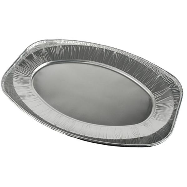 Papstar 14891 Papstar Aluminium-Servierplatte, Oval, 430 X 290 Mm, Silber-image