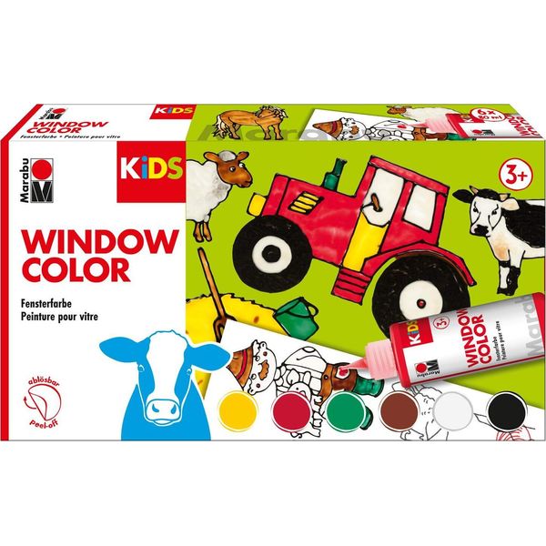 Marabu 306000000010 Marabu Kids Set Di Colori Per Finestre "Bauernhof"", 6 X 80 Ml"-image