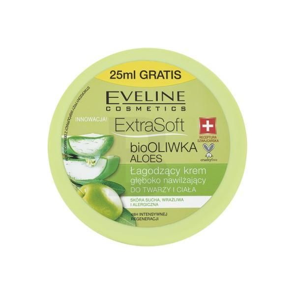 Eveline Extra Soft Body Cream Crema Lenitiva Idratazione Profonda Viso E Corpo Biologica Oliva E Aloe Vera 175Ml-image