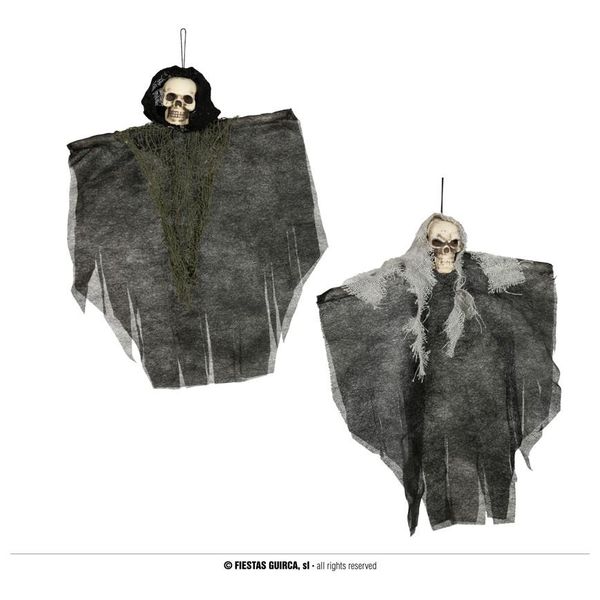 Scheletro Decorazione Halloween Appeso Figura Spaventosa Teschio Atmosfera Spettrale, Colore: Grigio-image