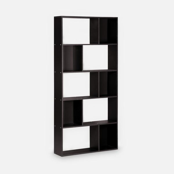 Libreria A 5 Ripiani Con 10 Vani, Nero-image
