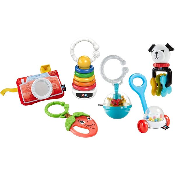 Fisher Price FBH63 - Set Regalo Play Fun, 6 Prodotti Fisher Price Incluso Anello Per La Dentizione E Sonaglio, A Partire Da 3 Mesi-image