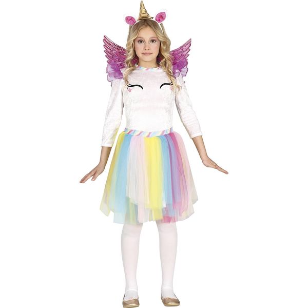 Guirca Costume Unicorno Arcobaleno Bambina 5-6 Anni 5-6 Anni-image