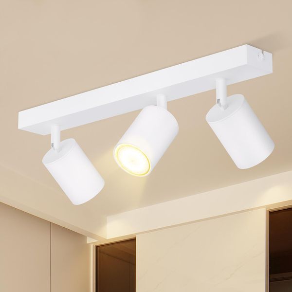 Zmh Led Plafoniera Bianca Faretto Da Soffitto: GU10 Lampada Da Soffitto Faretti 3 Fiamme 350° Orientabili Faretti Da Soffitto Moderna Lampada Da Corridoio Senza Lampadine-image