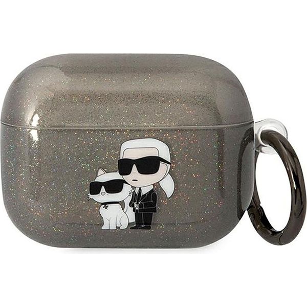 Karl Lagerfeld Klaphnkctgk Airpods Procover Czarny/Nero Glitter Karl&Choupette-image