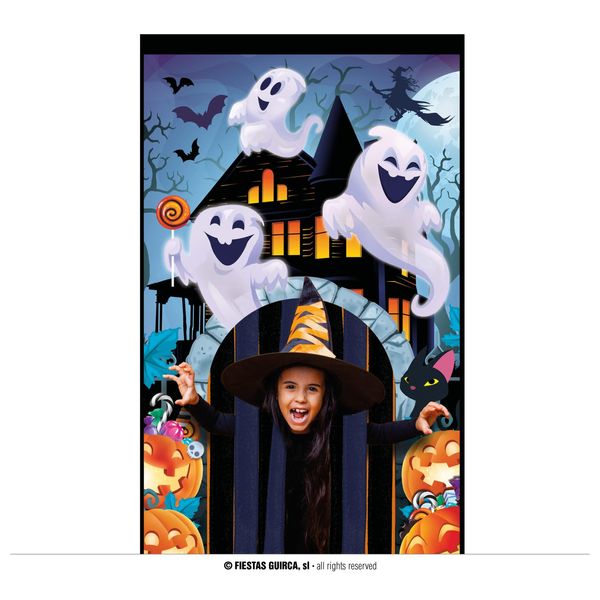 Halloween Scary Clown Pumpkin Curtain Decoration Horror Party Circus Spooky Night Scary Grinning Creepy Autumn Festival, Colore: Multicolore-image