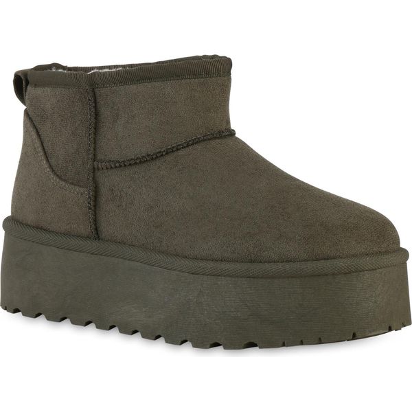 Van Hill Stivali Con Plateau Foderati Caldi Da Donna Scarpe Invernali Con Suola Profilata 840609, Colore: Verde Oliva, Taglia: 36-image