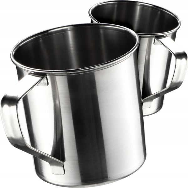 Tazza In Acciaio Inox Kadax, Tazza Da Caffè Resistente Con Manico, Tazza Infrangibile, Tazza Isolata, Tazza Termica Per Caffè, Tè, Succo E Acqua (9 Cm / 2 Pezzi)-image