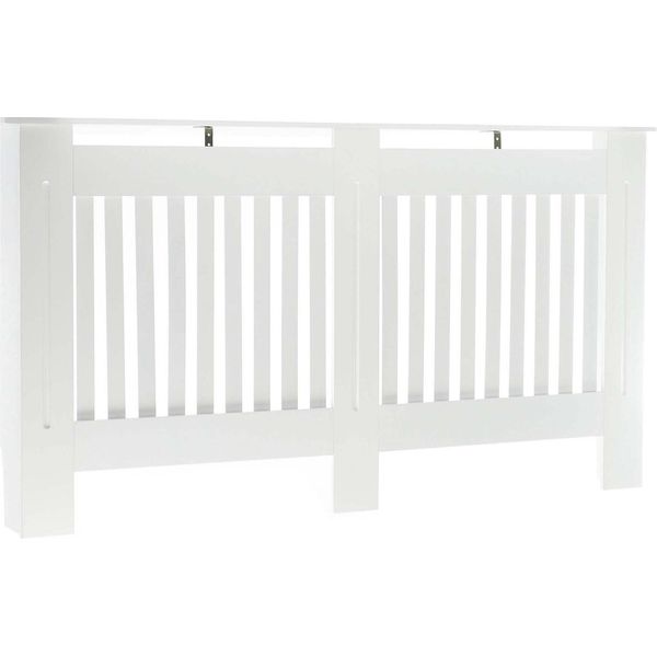 Copritermosifone Toboli Bianco 152 X 19 X 82 Cm, Copritermosifone In Mdf, Rivestimento In Legno Per Termosifoni Con Aspetto A Doghe-image