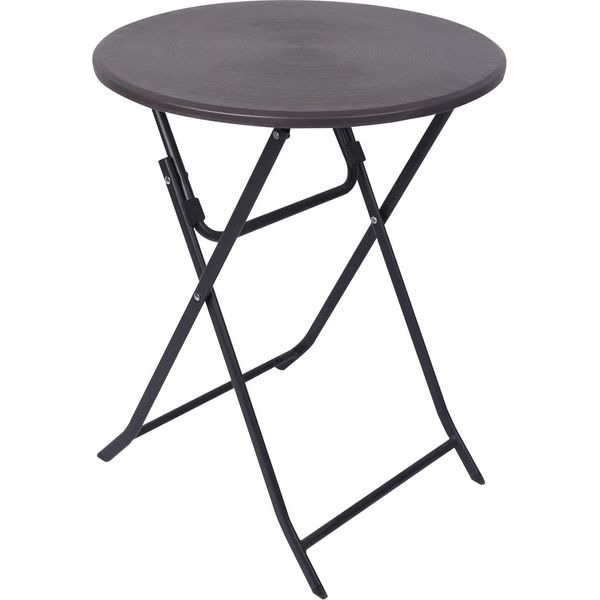 Tavolo Da Giardino Pieghevole In Plastica Rebecca Mobili In Nero E Grigio Scuro-image