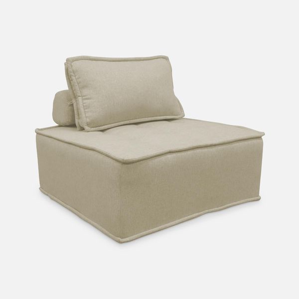 Sweeek - Poltrona Modulabile Senza Braccioli, Capitonné E Con Bordature - Beige-image