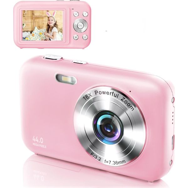 Inf Fotocamera Digitale 1080P 44MP Zoom 16X Schermo Da 2,4". Rosa"-image