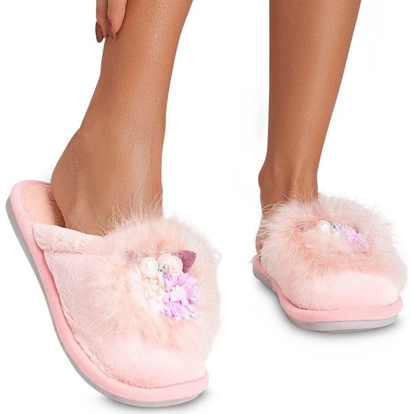 Pantofole Da Donna Pantofole Pelliccia Peluche Ballegra Rosa Taglia 39-image