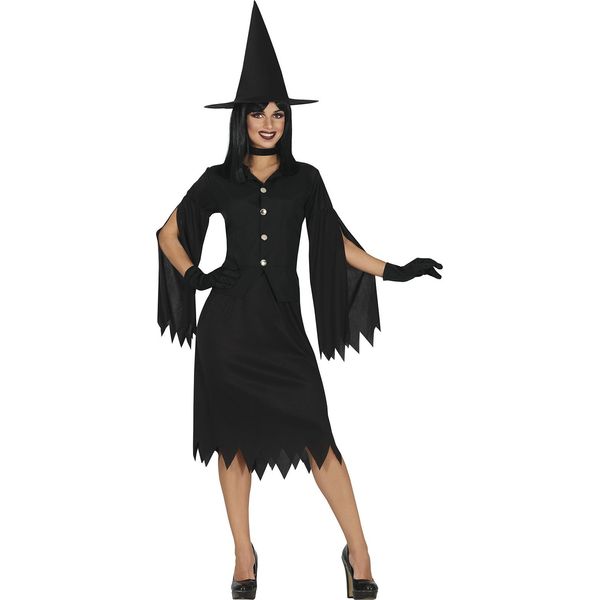 Strega Halloween Cappellaio Magico Notte Cappotto Magico Avventura Regni Oscuri, Taglia: 38 - 40 (M) Colore: Nero-image