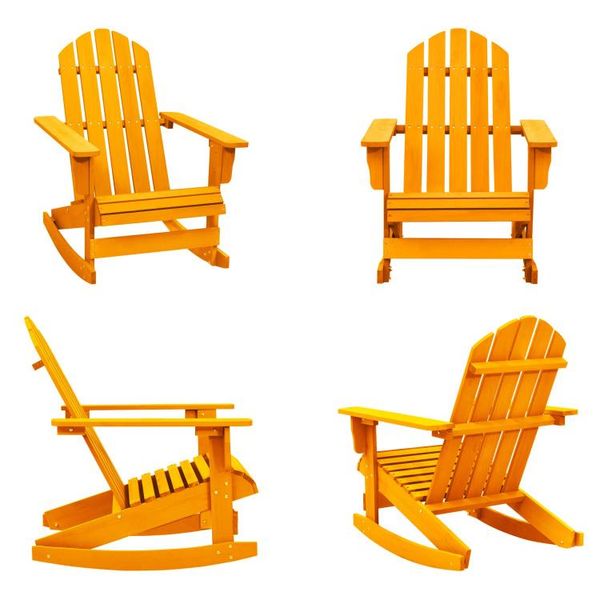 Vidaxl Sedia A Dondolo Adirondack In Legno Massiccio Di Abete Arancione - Sedia A Dondolo - Sedie A Dondolo Da Giardino - Sedie A Dondolo Da Giardino-image