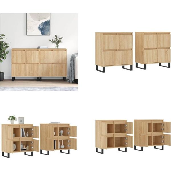 Vidaxl Credenze 2 Pezzi In Legno Di Quercia Sonoma - Credenza - Credenze - Armadio - Armadio Portaoggetti-image