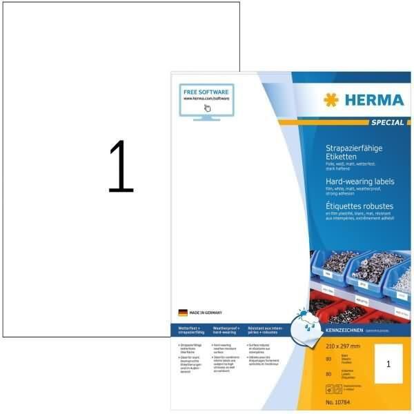 Herma 10784 Etichette Herma In Pellicola Resistente Alle Intemperie, 210 X 297 Mm, Bianco-image
