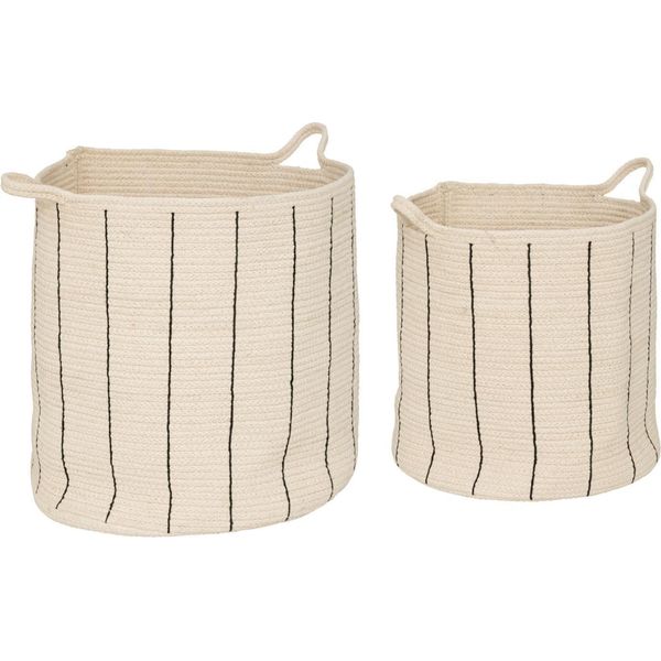 Set Di 2 Cesti In Cotone "Cosy"" - Colore Avorio - Atmosphera CréAteur D'intéRieur"-image