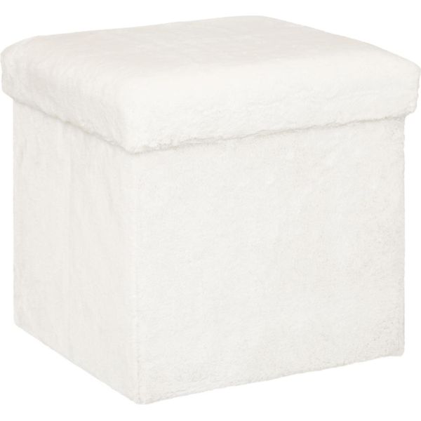 Pouf Pieghevole "Ezzio"" In Legno - Bianco - Atmosphera CréAteur D'intéRieur"-image