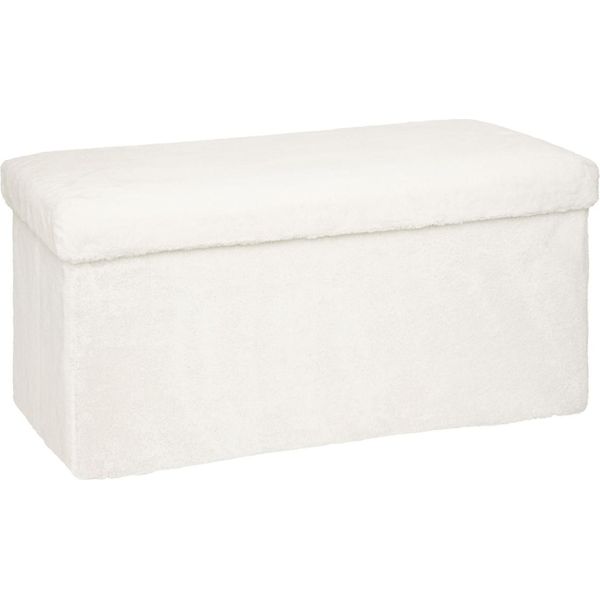 Pouf Pieghevole "Ezzio"" In Legno - Bianco - Atmosphera CréAteur D'intéRieur"-image