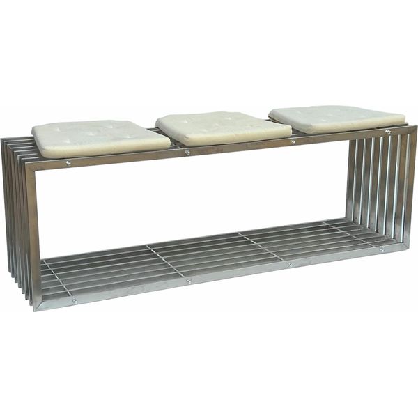 Dandibo Panca Da Giardino In Acciaio Inox Metallo Resistente Alle Intemperie Solido 150 Cm Panca Da Giardino 96429 Panca Da Parco Panca A Doghe-image