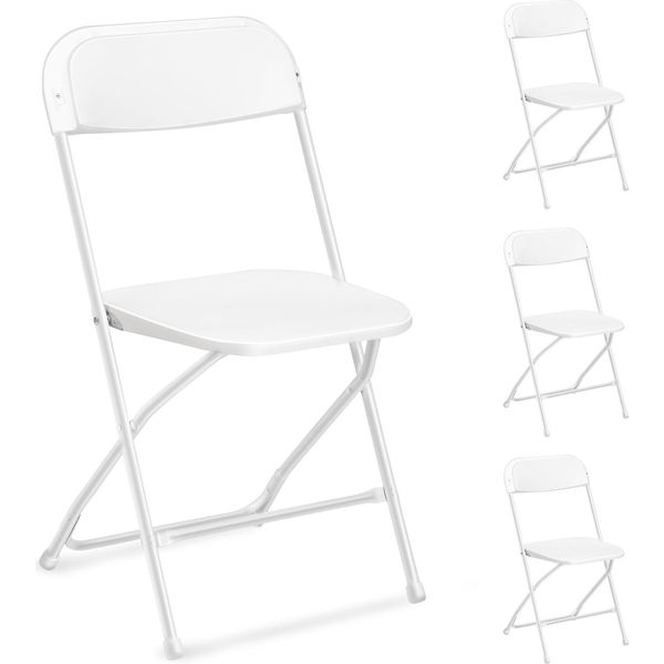 Fch Sedia Pieghevole Set Di 4 Sedie Salvaspazio Pieghevoli, Leggere E Portatili, Resistenti Alle Intemperie, Da Giardino, Da Balcone E Da Campeggio, Fino A 150 Kg, Bianco-image