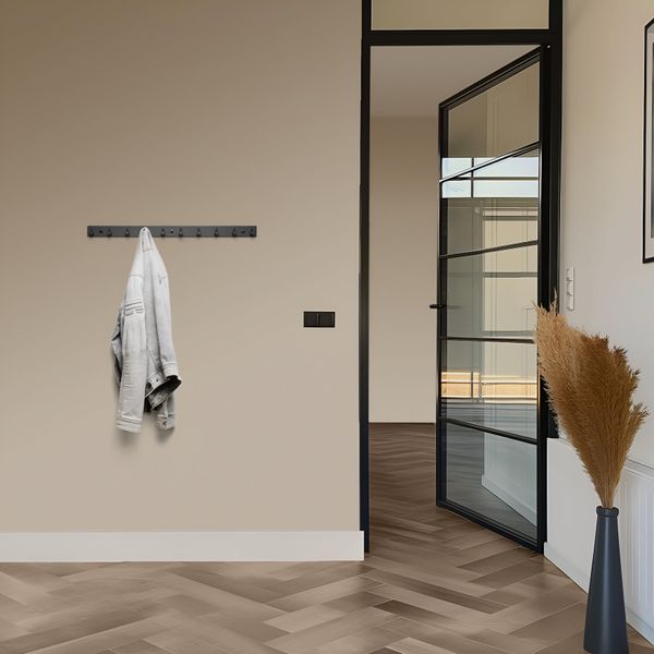 Toj Living Armadio A Muro - 67CM - 10 Ganci - Ganci Per Armadio - Ganci Per Armadio - Ganci Per Armadio A Muro - Armadio A Muro Schwarz - Garderobenstange A Muro - Ganci Per Armadio A Muro - Edelstahl - Schwarz-image