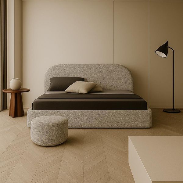 Gutto Letto Imbottito Su Misura Moon Colore Melange 200X200 Rete A Doghe In Metallo Letto Di Alta Qualità Con Rete E Contenitore-image