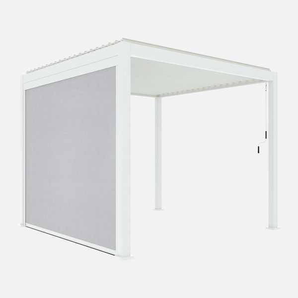 Pergola Bioclimatica 3X3M In Alluminio V2 + Tenda 3X3M, Bianco-image