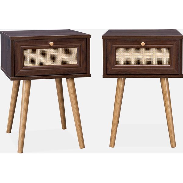 Set Di 2 Comodini Effetto Legno Scuro I Sweeek-image