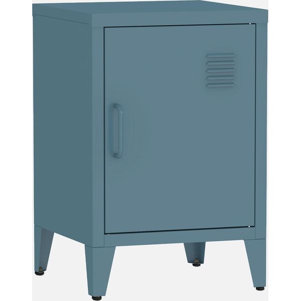Comodino Industriale, 1 Anta, Blu Grigio-image