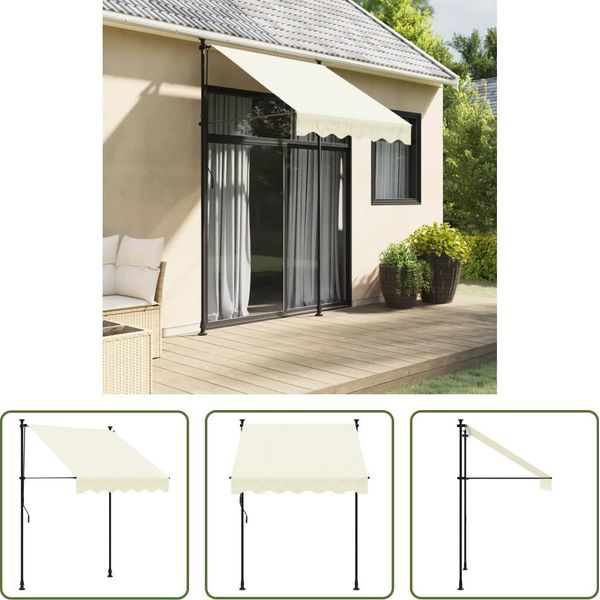 The Living Store Tenda Da Sole Retrattile Crema 150X150 Cm In Tessuto E Acciaio-image