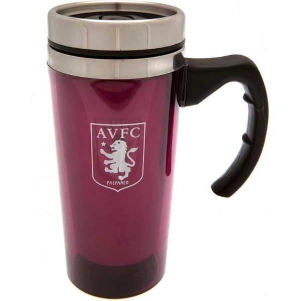 Aston Villa Fc - Tazza Da Viaggio, Stemma, Alluminio BS4493 (Taglia Unica) (Rosso Vino)-image
