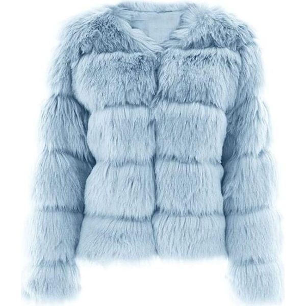 Ladies Faux Fur Coat Short Faux Fur Winter Jacket Faux Fur Outerwear Unicoloured Thick Parka Winter Coat-image