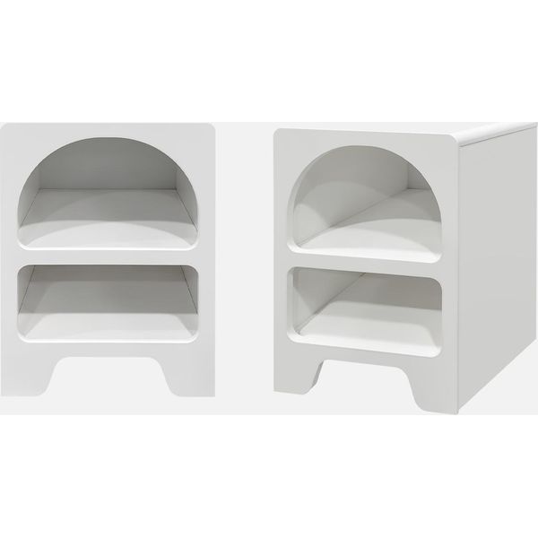 Set 2 Comodini Effetto Legno Bianco, 2 Nicchie, Bianco-image