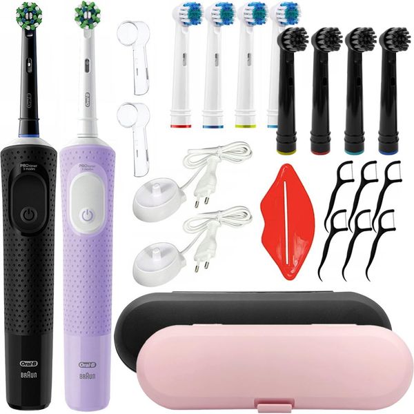 Oral-B Vitality Pro D103 Protect X Clean Nero Viola Set Di 2 Pezzi Con Accessori-image