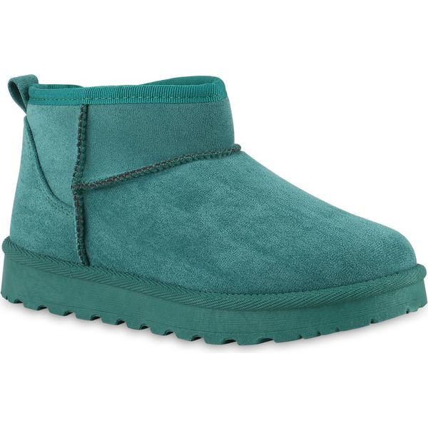 Van Hill Donna Stivali Invernali Foderati Caldi Stivaletti Scarpe Con Suola Battistrada 841491, Colore: Verde, Taglia: 36-image
