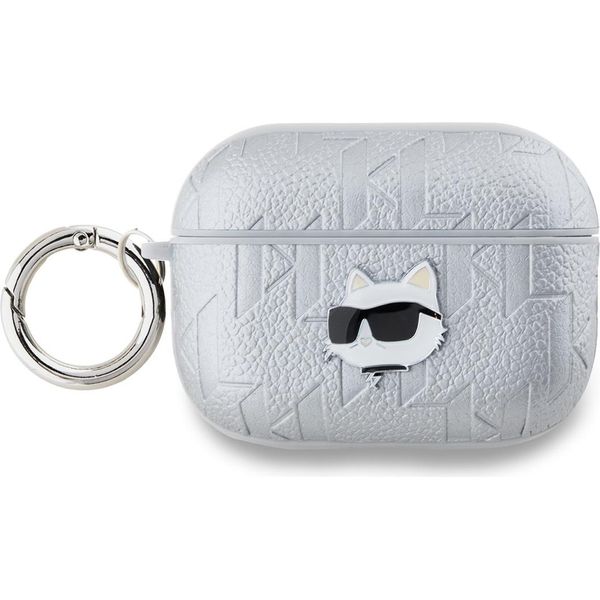Karl Lagerfeld, Custodia Per Airpods Pro 2 Con Goffratura Choupette, Argento-image